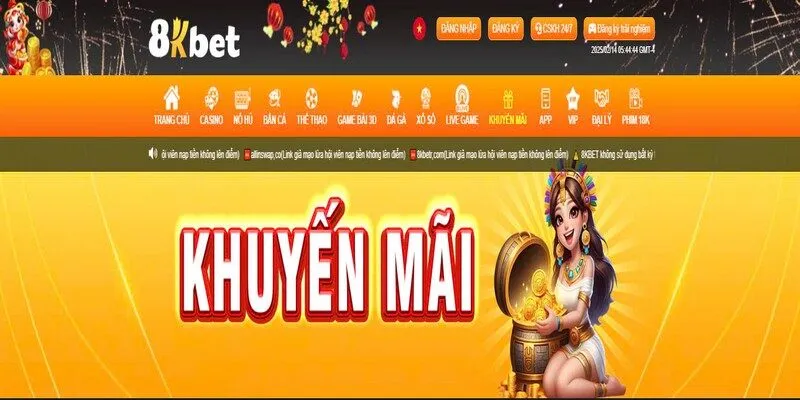 Chơi nổ hũ quốc tế tại 8kbet với nhiều ưu đãi lớn