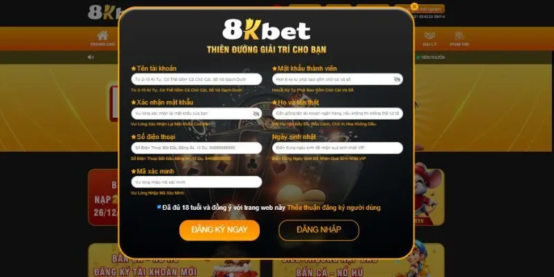 Đăng ký 8kbet đơn giản tham gia cá cược nhanh chóng
